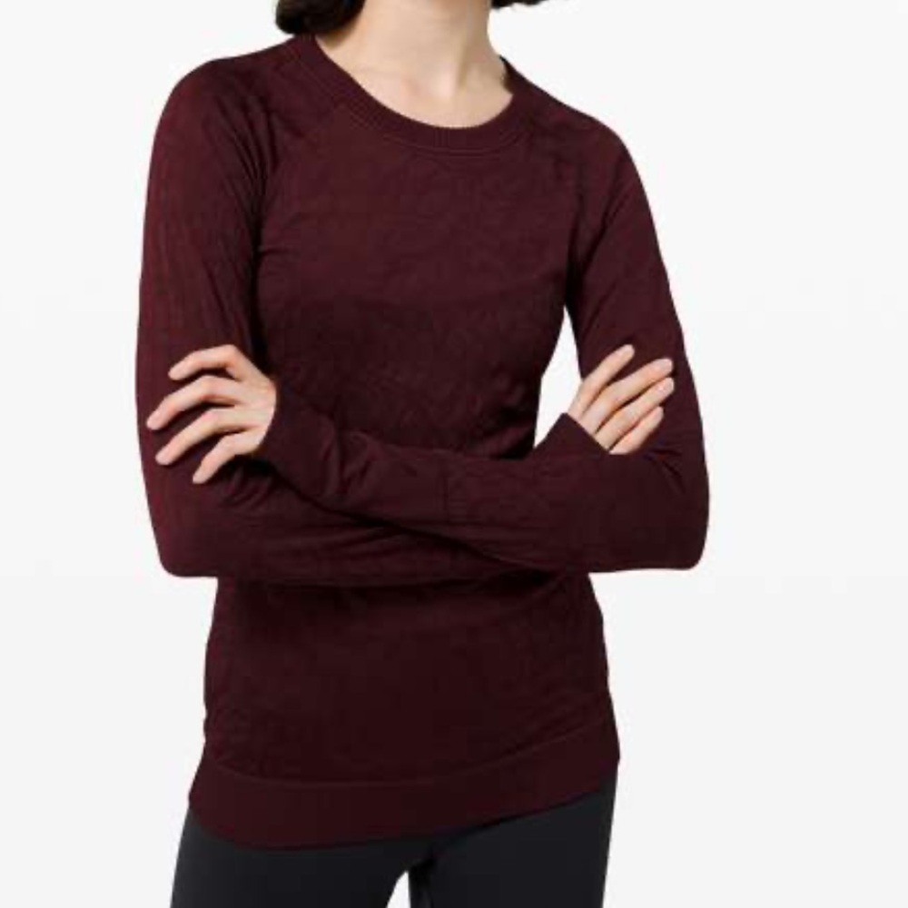 Lululemon Restless Pullover Size 8 Garnet Long Sleeve Seamless Athletic Top